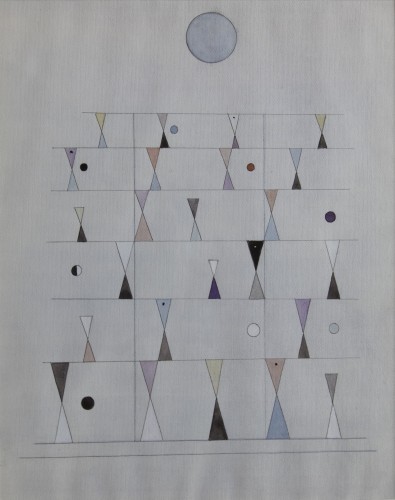 Raymond GRANDJEAN ( 1929 -),  Purple and blue hourglass