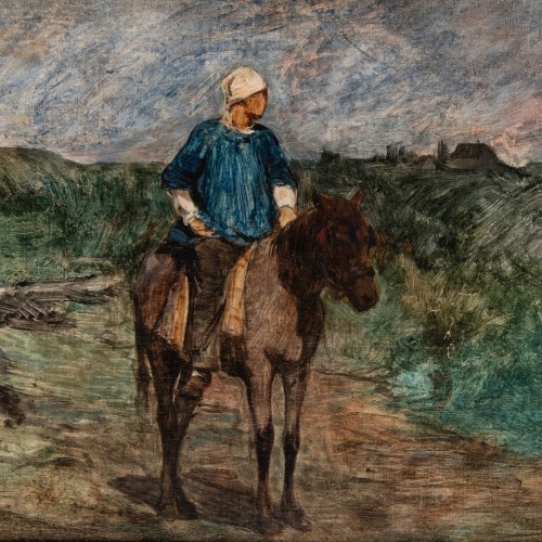 Adolphe Appian (1818 -1898)  - The peasant on his mule - Paintings & Drawings Style Napoléon III
