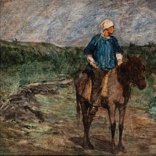 Paintings & Drawings  - Adolphe Appian (1818 -1898)  - The peasant on his mule