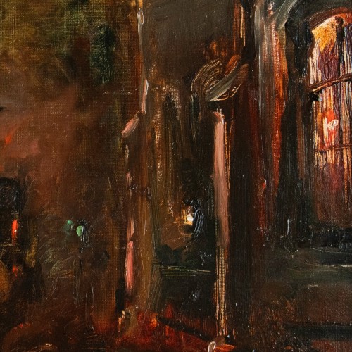 19th century - Louis Beysson (1856 - 1912) Locomotive At The Station Lyon-mouche