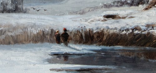 Fleury CHENU (1833–1875) Winter Landscape in Bresse - Paintings & Drawings Style Napoléon III