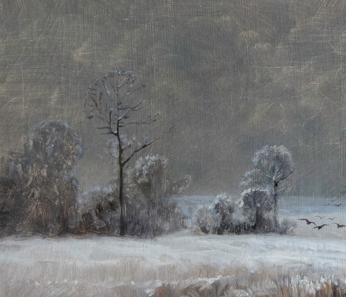 Fleury CHENU (1833–1875) Winter Landscape in Bresse - 