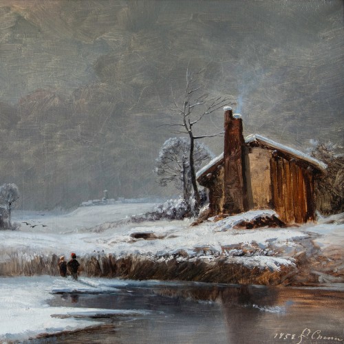 Paintings & Drawings  - Fleury Chenu (1833–1875) Winter Landscape in Bresse