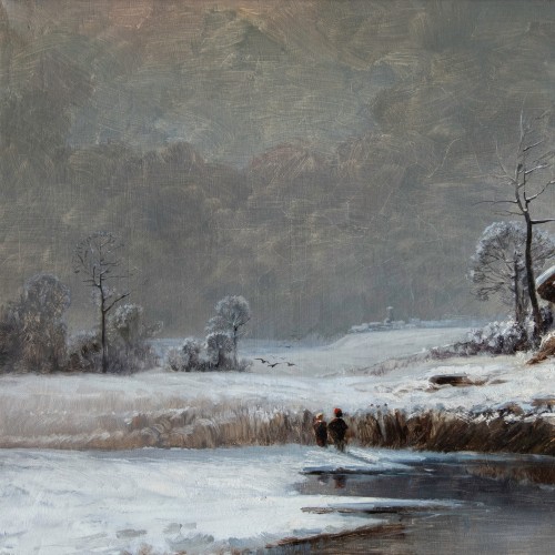 Fleury Chenu (1833–1875) Winter Landscape in Bresse - 