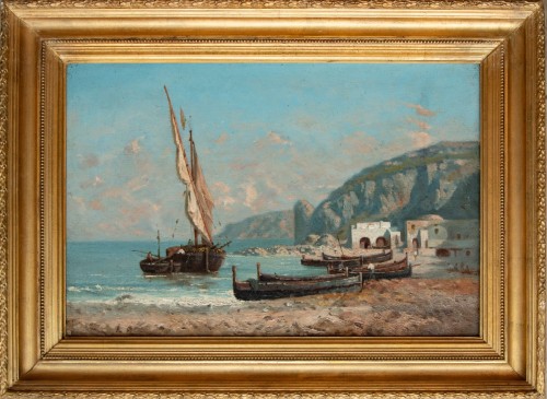 Antoine Ponthus-cinier (1812-1885), The Rock Seen From The Beach Of Capri (