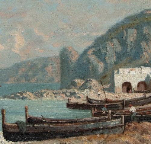19th century - Antoine Ponthus-cinier (1812-1885), The Rock Seen From The Beach Of Capri (