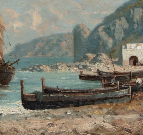 Antiquités - Antoine Ponthus-cinier (1812-1885), The Rock Seen From The Beach Of Capri (