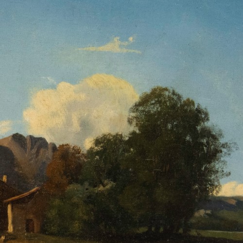 Antoine PONTHUS-CINIER (1812–1885), Animated Landscape with a Small Bridge - Restauration - Charles X