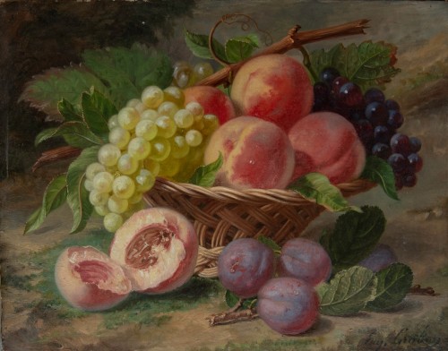 Eugène GROBON (1820–1878), Still Life Basket of Fruit