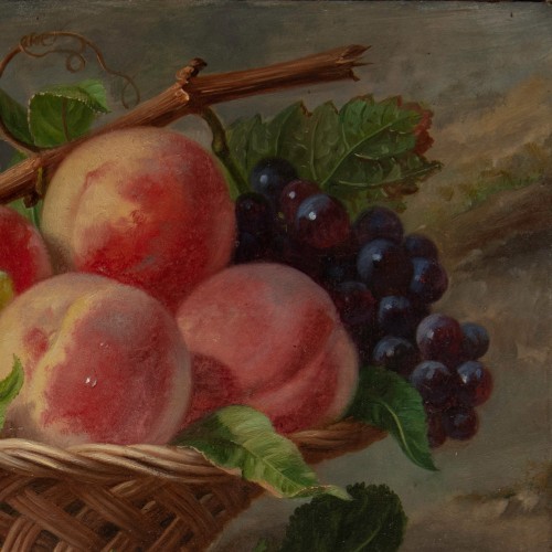 Eugène GROBON (1820–1878), Still Life Basket of Fruit - Paintings & Drawings Style Napoléon III