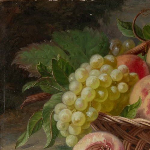 Paintings & Drawings  - Eugène GROBON (1820–1878), Still Life Basket of Fruit