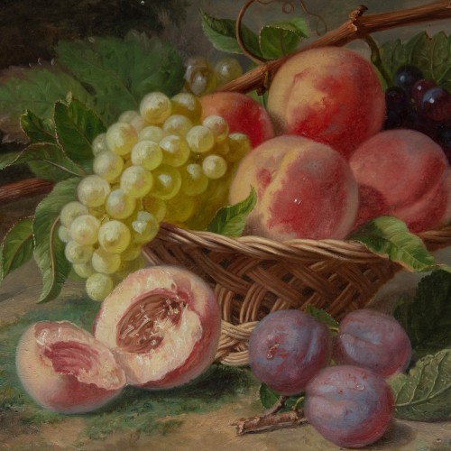 19th century - Eugène GROBON (1820–1878), Still Life Basket of Fruit