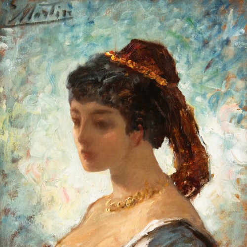 Jacques Martin (1844-1919), Jeune arlésienne - Tableaux et dessins Style Napoléon III