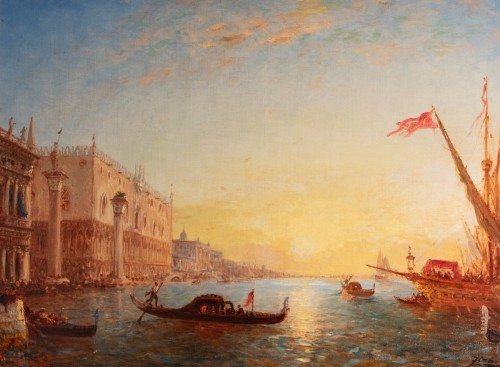 Félix Ziem (1821-1911), Soleil levant devant Piazzetta et Palais des Doges, Venise