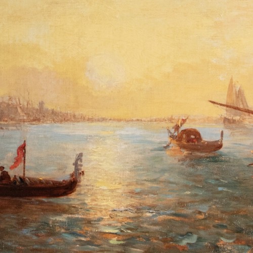 Antiquités - Félix Ziem (1821–1911),Sunrise in front of Piazzetta, Doge’s Palace, Venice