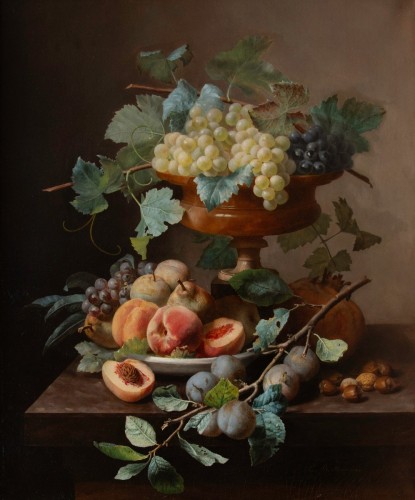 Jean-louis Bonthoux (1828-1875) Still Life With Pomegranate, Peaches,...