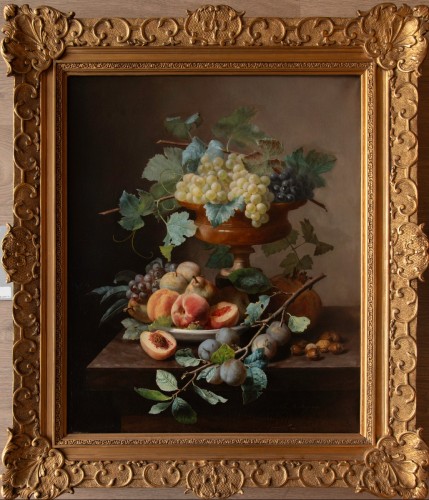 Jean-louis Bonthoux (1828-1875) Still Life With Pomegranate, Peaches,... - Paintings & Drawings Style Louis-Philippe