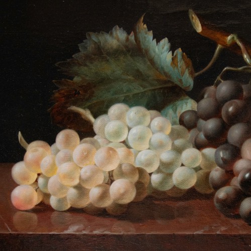 Paintings & Drawings  - Jean-baptiste Gallet (1820–1848), Still Life With Grapes On A Marble Table
