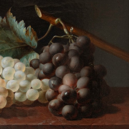 Jean-baptiste Gallet (1820–1848), Still Life With Grapes On A Marble Table - 