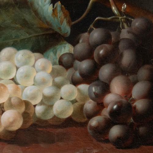 19th century - Jean-baptiste Gallet (1820–1848), Still Life With Grapes On A Marble Table