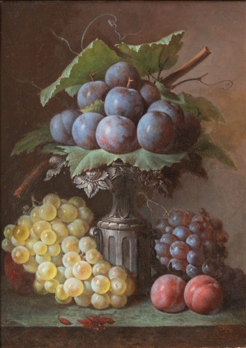 Augustin Alexandre Thierriat (1789 - 1870), Still Life With Grapes And Plum