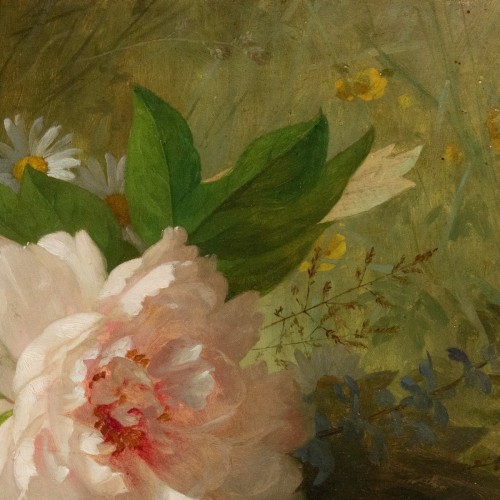 Napoléon III - Jules Ferdinand Médard (1855-1925), White Peonies And Butterfly Flight,1889
