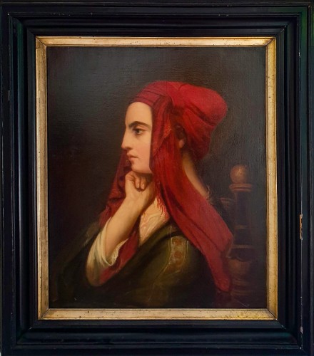 Claude Bonnefond (1796–1860) — Portrait d'une jeune Grecque d’Ischia - Tableaux et dessins Style Restauration - Charles X