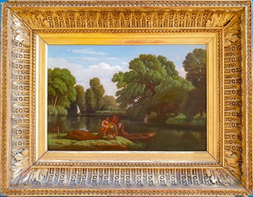 Théodore Caruelle d'Aligny (1798 – 1871), Au bord de l'eau - Tableaux et dessins Style Restauration - Charles X