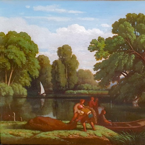 Tableaux et dessins Tableaux XIXe siècle - Théodore Caruelle d'Aligny (1798 – 1871), Au bord de l'eau