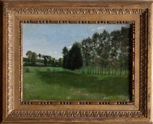 Jean-Baptiste Camille Corot (1796-1875) Row of Poplars in Normandy, 1840/45 - Paintings & Drawings Style Louis-Philippe