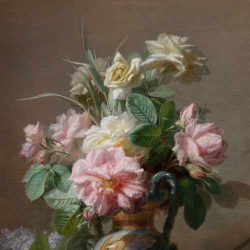 Tableaux et dessins Tableaux XIXe siècle - Jean-Marie REIGNIER (1815 - 1886), Bouquet de fleurs sur un entablement
