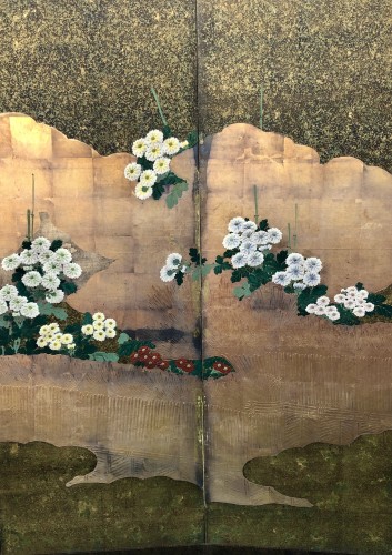 Japanese 6-panel screen - Rimpa shool style - Asian Works of Art Style 