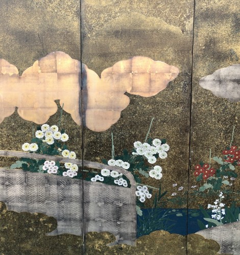 Paravent japonais à 6 panneaux - Style Rimpa - Tora Tori