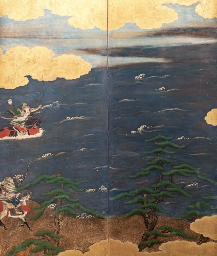 Asian Works of Art  - Japanese 6-panel screen - Genpei war 18th century