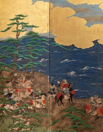 Paravent japonais à 6 panneaux - La guerre des Genpei 18e siècle - Tora Tori