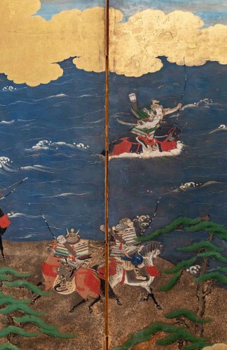 18th century - Japanese 6-panel screen - Genpei war 18th century