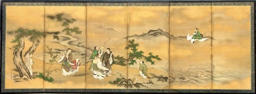 Paravent japonais à 6 panneaux par Kano Tanshin (1653-1718)