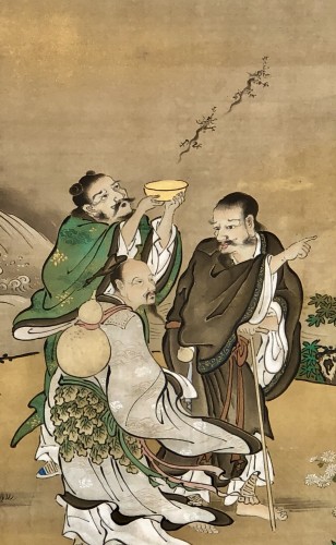 Asian Works of Art  - Japanese 6-panel screen by Kano Tanshin (1653-1718)