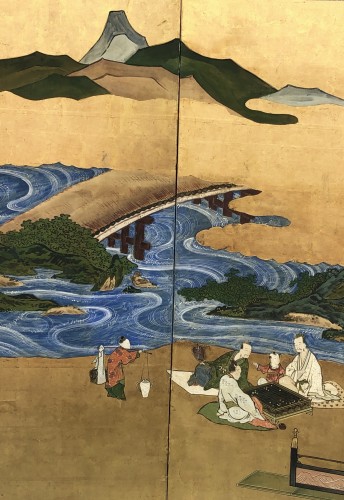 Asian Works of Art  - Japanese 6-Panel screen - Kano school 17th century