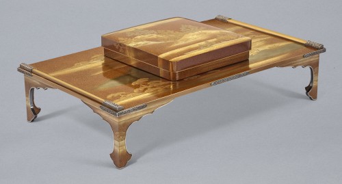 Antiquités - Japanese set of a writing table (bundai) and writing box (suzuri) 