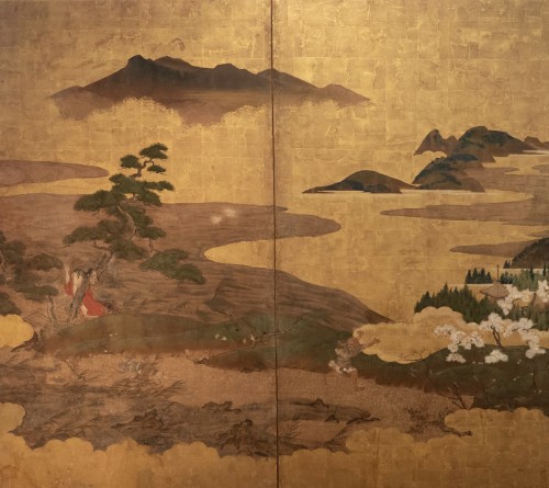 Paravent japonais à 2 panneaux Edo 17e/18e siècle