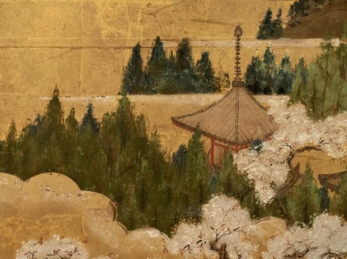 Paravent japonais à 2 panneaux Edo 17e/18e siècle - Tora Tori