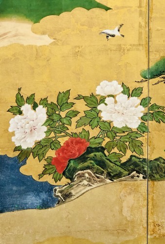 19th century - Paravent japonais à 6 panneaux - Ecole Kano