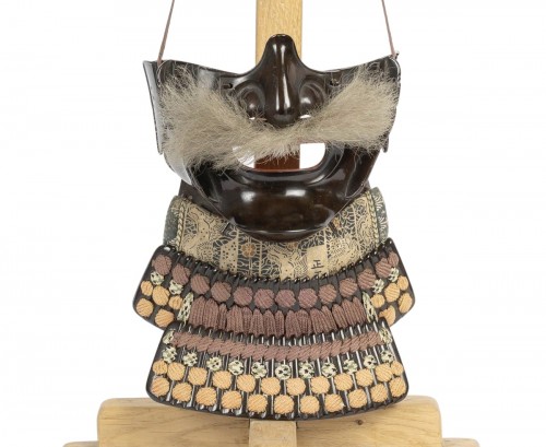An iron black laqueur menpo samouraï mask - late 18th century
