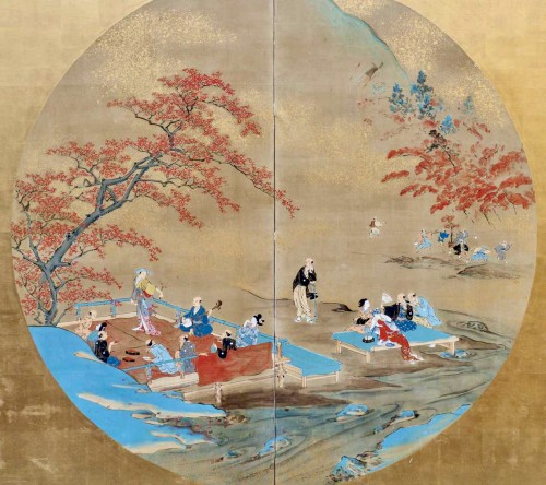 Autumn. Japanese 2-panel screen. Meiji period (1868-1912) - Asian Works of Art Style 