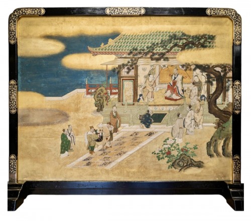 Important écran représentant de l'empereur chinois Liu Heng