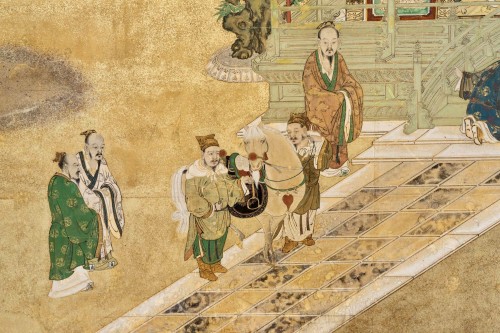 XVIIIe siècle - Important écran représentant l'empereur chinois Liu Heng