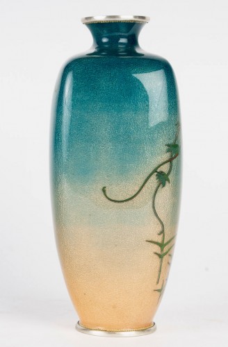Vase japonais en cloisonné par Ogasawara Shuzo - Tora Tori