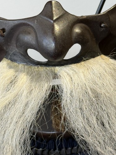 Samourai lacquered mask in black iron menpo Late 18th centuy - Asian Works of Art Style 