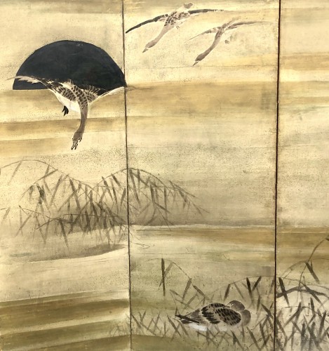 Japanese pair of 6-panel screen attribution to Kano Sansetsu - Asian Works of Art Style 